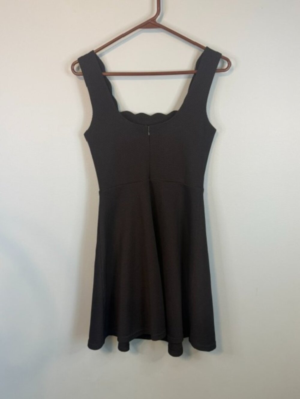 Scalloped Cutout Skater Dress Black Mini A-Line Party Fit and Flare XS - Picture 4 of 7